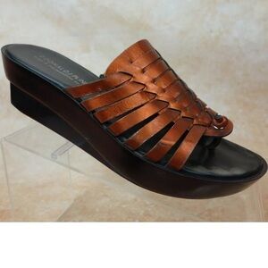 Sandales Ouvertes Donald J Pliner – Cuir Brun – Imprimé Animal – Taille 8 US – Fabriqué En Espagne